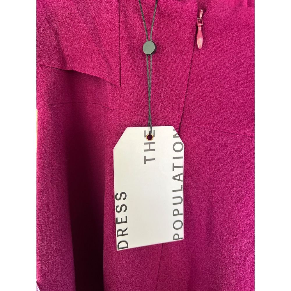 Dress The Population Louisa Butterfly Slv Magenta Midi Dress Small Cocktail NWT - Picture 5 of 8